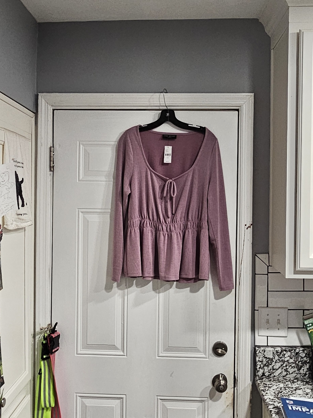 Lane Bryant Mauve Peplum Tie-Front Long-Sleeve Top